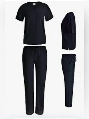 NWT Women’s Beverly Hills Uniforms Black Scrubs Top and Pants Set Sz XS
